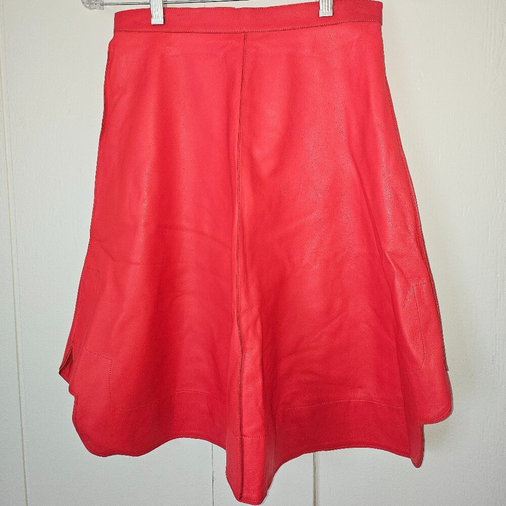 CHLOE Red Leather Pencil Skirt